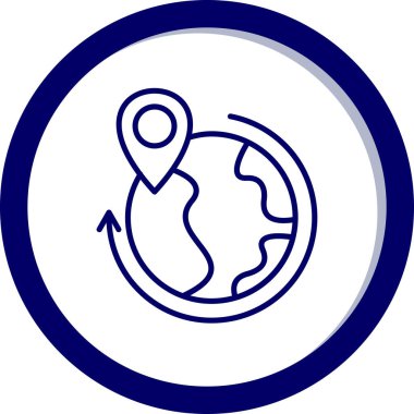 küresel ağ vektör simgesi. biçim düz sembol, kobalt rengi, yuvarlak açılar, beyaz arkaplan