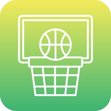 Yumuşak yeşil arkaplanda izole edilmiş modaya uygun gradyan tarzında basketbol sepeti simgesi