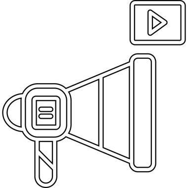 Video kamera simgesi. Beyaz arkaplanda izole edilmiş web tasarımı için video kamera vektör simgesi taslağı