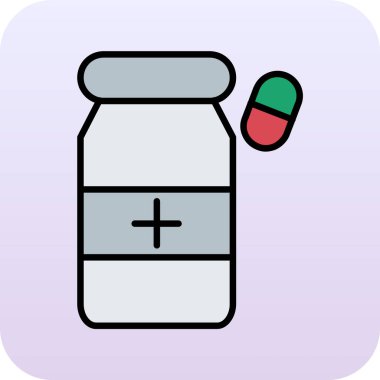 İlaç şişesi simgesi renk ana hatları vektörü