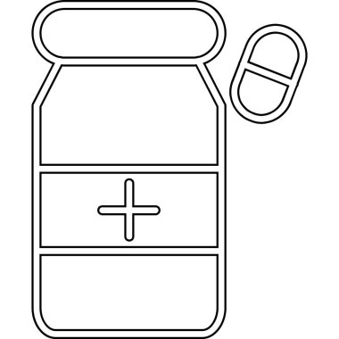 İlaç ikonlu ilaç şişesi, taslak biçimi