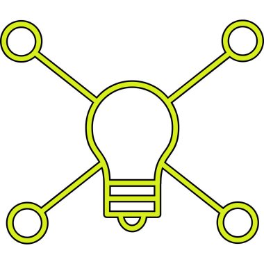 Fikir ikonu. Ağ için ampul vektör simgelerinin özet çizimi