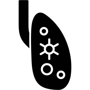 Siyah ikonlu insan akciğerleri, vektör illüstrasyonu, beyaz arkaplanda izole edilmiş, kavram işareti