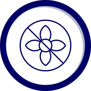 çiçek vektör simgesi. bu yuvarlak düz sembol beyaz arkaplanda mavi ve gri renklerle çizilir.