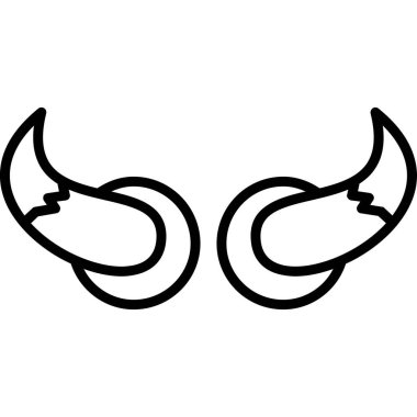 Beyaz arkaplanda siyah boynuz simgesi.