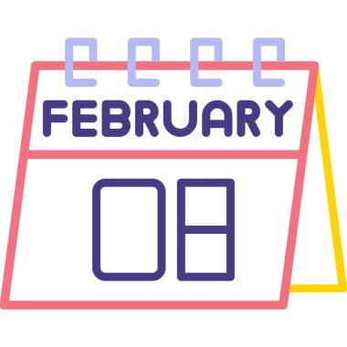 25 Şubat takvim simgesi düz stil