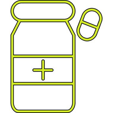 İlaç şişesi ikonu. Web için ilaç şişesi vektör simgelerinin basit çizimi