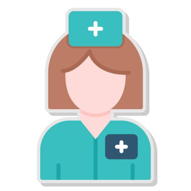 hemşire kadın doktor simgesi düz stil