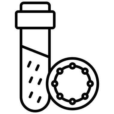 Kan ve matara ikonuyla test tüpü. Kan testi tüplü test tüplerinin vektör çizimi.