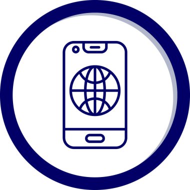 Dünya simgesi, vektör illüstrasyonlu akıllı telefon