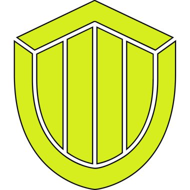 Yeşil Kalkan simgesi. ağ için yeşil kalkan vektör simgesinin karikatür çizimi