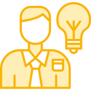 Ampul Fikir Adamı simgesi - taslak biçimi