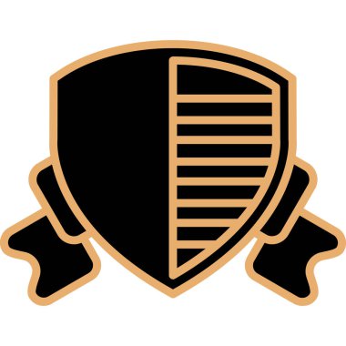 Kurdeleli ve kurdeleli bir kalkan.