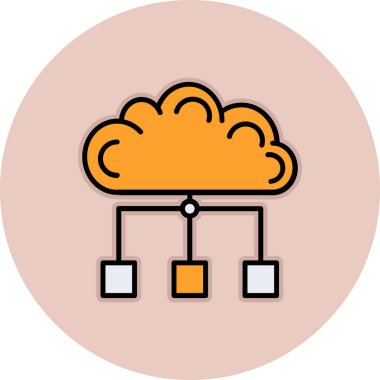 Bulut Hesaplama. Web simgesi basit illüstrasyon