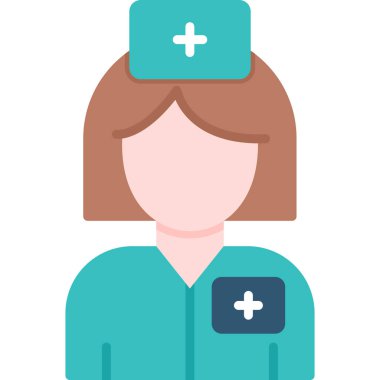 kadın sağlık çalışanı simgesi, düz tasarım tarzı