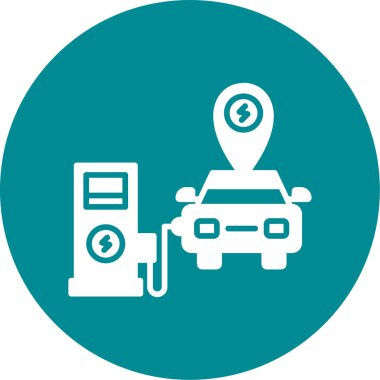 araba istasyonu yuvarlanmış vektör simgesi