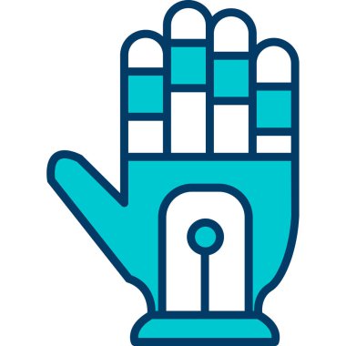 Mavi renkli çizgi simgesi olan el, vektör