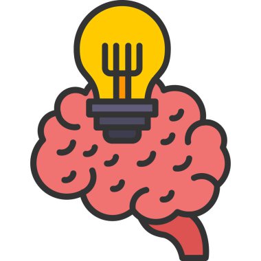 Beyin fikri simgesi ile ana hatları doldurulmuş