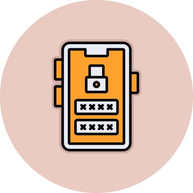 Güvenli parola kilidi simgesi renk ana hatları vektörü