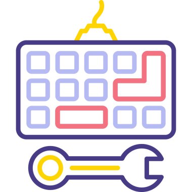 Fırça simgesi olan bir çizgi film simgesinin vektör çizimi