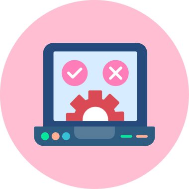 İşaretli dizüstü bilgisayar. Web simgesi basit illüstrasyon