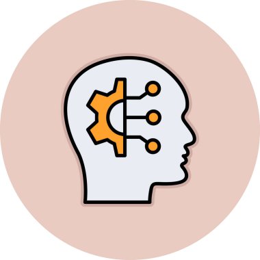 Vites vektör ikonlu beyin. Web ve mobil arayüz için basit vektör çizimi.