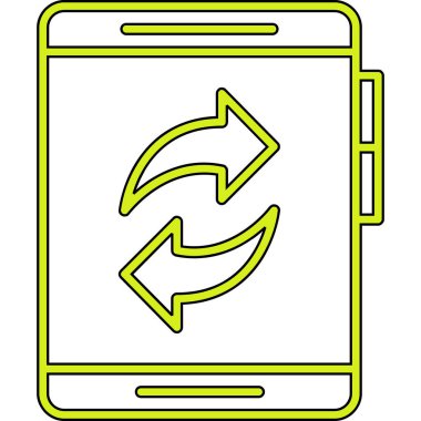 Ok ikonlu akıllı telefon. vektör illüstrasyonu