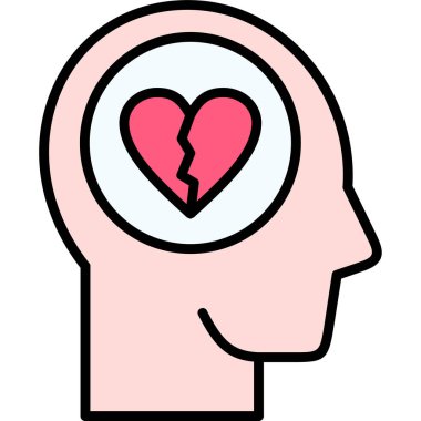 Kırık kafa ve kalp ikonu. vektör illüstrasyonu