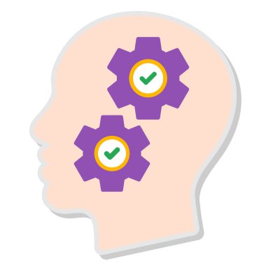 Kafa simgesinde dişli beyin, vektör illüstrasyon tasarımı