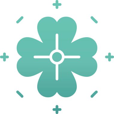 Beyaz çizgili yonca yaprağı ve gölge arkaplan ile izole edilmiş yonca simgesi. Aziz Patrick Günü sembolü. Aziz Patrick Günü 'n kutlu olsun. Yeşil daire düğmesi. vektör illüstrasyonu