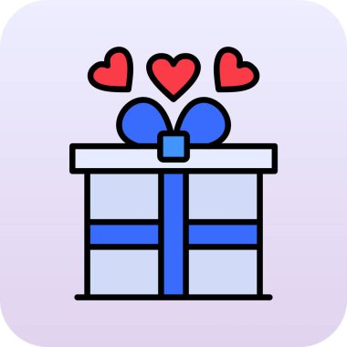 Kupa ikonlu hediye kutusu. Web için sevgililer günü vektör simgelerinin özet çizimi