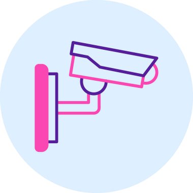 Güvenlik kamerası simgesi vektör ince çizgi çizimi