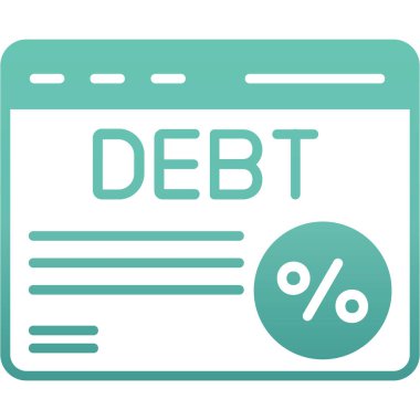 Borç işareti simgesi düz stil. kredi