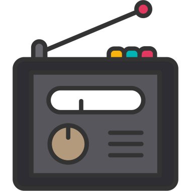 Retro radyo simgesi, basit vektör illüstrasyonu