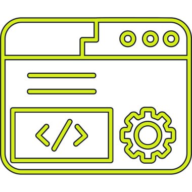 Web geliştirme simgesi. Beyaz arkaplanda izole edilmiş web tasarımı için programlama simgeleri vektör simgesi çizimi