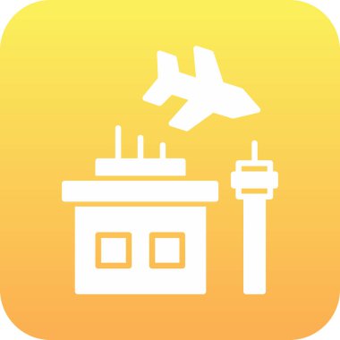 Sarı arkaplanda hava alanı simgesi izole edildi