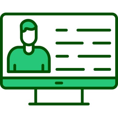 Dizüstü bilgisayarı olan bir adamın yeşil arka planının vektör çizimi