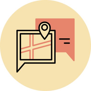 konum haritası simgesi. çizgi konum haritası vektör rengi düz izole