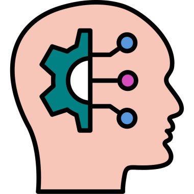 yapay zeka ikonu renk ana hatları vektörü