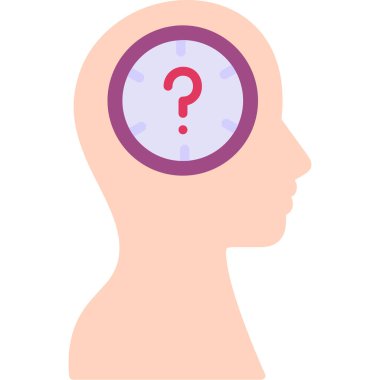 Soru işareti olan insan beyni, düz stil