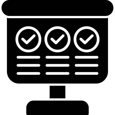 Kontrol listesi simgesi, vektör illüstrasyonu beyaz arkaplanda izole edildi