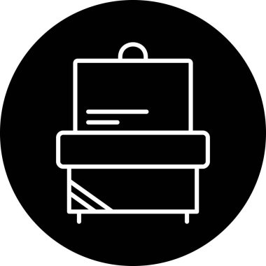 Siyah arkaplanı olan bir valizin vektör çizimi