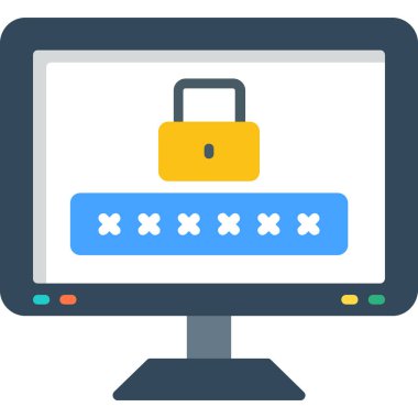 düz biçimli bilgisayar parola simgesi