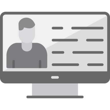 Dizüstü bilgisayarda çalışan bir adam. Basit tasarım