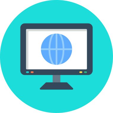 Bilgisayar monitörü. Web simgesi basit illüstrasyon