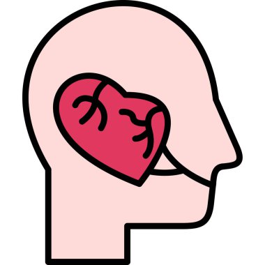 Kalp ve kafa vektör çizim tasarımlı beyin