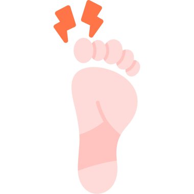 Düz renk dizaynlı ayak ağrısı ikonu. beyaz üzerinde ayak yaralanması vektör illüstrasyonu.