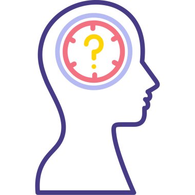 Soru işareti simgesi olan beyin.