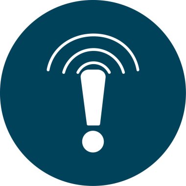 Ünlem işareti simgesi. Bu yuvarlak düz vektör çizimi beyaz arkaplanda yumuşak mavi renklerle çizilir.