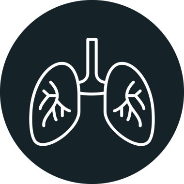 Akciğer vektör simgesi. biçim düz sembol, siyah renk, yuvarlak açılar, gri arkaplan